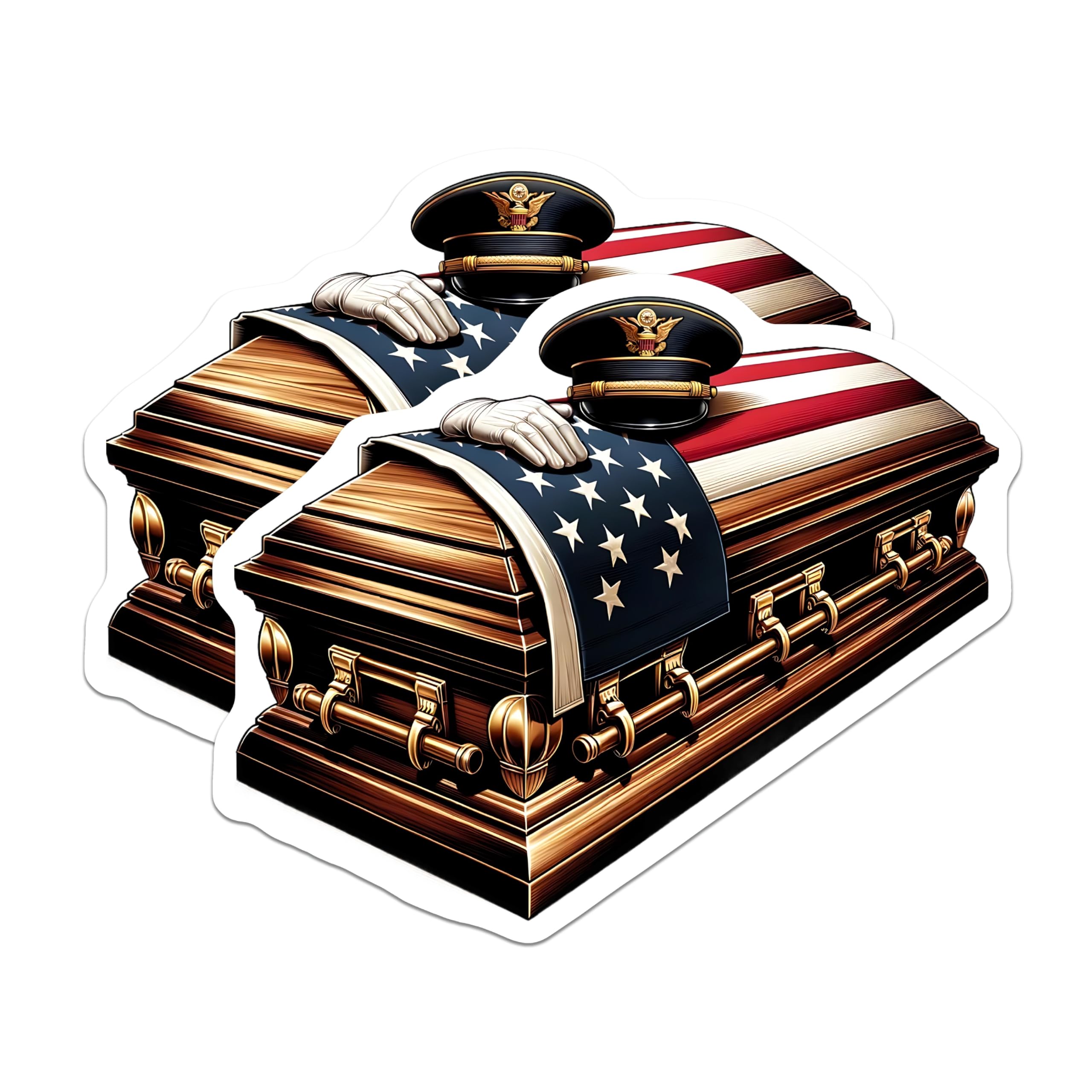 (2 Pack) American Flag Casket Magnets - Military Funeral Theme - Patriotic Decor for Fridge - 5" On Longest Side - Premium Magnet - for Cars, Refrigerators, Toolboxes, Lockers - Made in USA - MAG14120