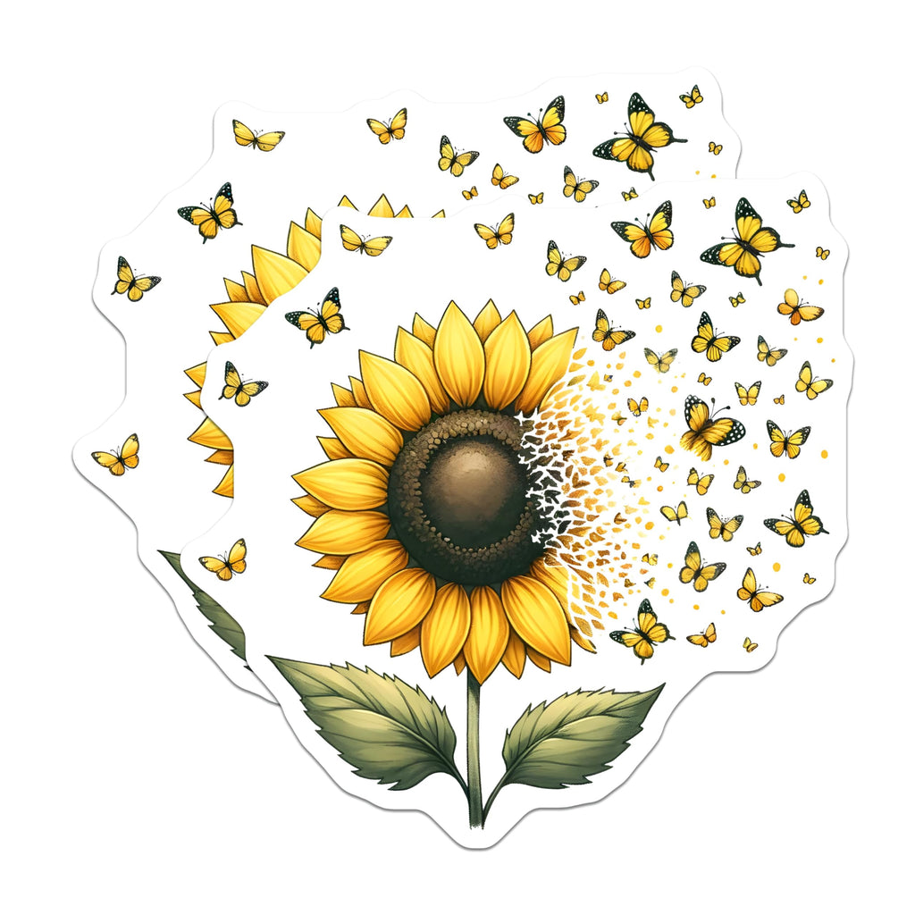 (2 Pack) Sunflower Butterfly Magnets - Nature Inspired Fridge Decor - 5" On Longest Side - for Cars, Fridges, Toolboxes - Made in USA - MAG7978
