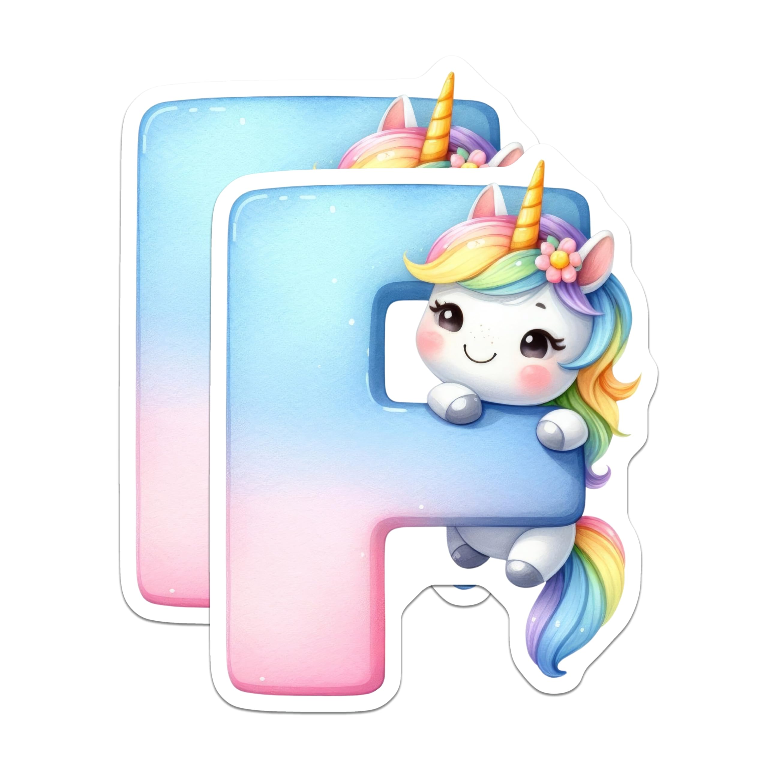 (2 Pack) Unicorn Letter P Magnets - Alphabet Initial Decor - Rainbow Pony Fridge Magnets - 5" On Longest Side - Premium Magnet - for Cars, Refrigerators, Toolboxes, Lockers - Made in USA - MAG16166