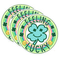 (3 Pack) Feeling Lucky Decals - Clover Stickers - St Patricks Day Decals - 3 Inches On Longest Side - Easy Peel & Apply - Made in USA - 3MCS1339
