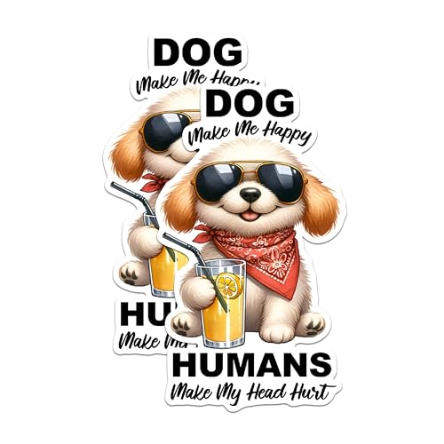 (2 Pack) Dog Make Me Happy Stickers - Funny Dog Stickers - Humorous Dog Lover Stickers - 5" On Longest Side - Sticks to Any Smooth Flat Surface - Made in USA - BMCS2925