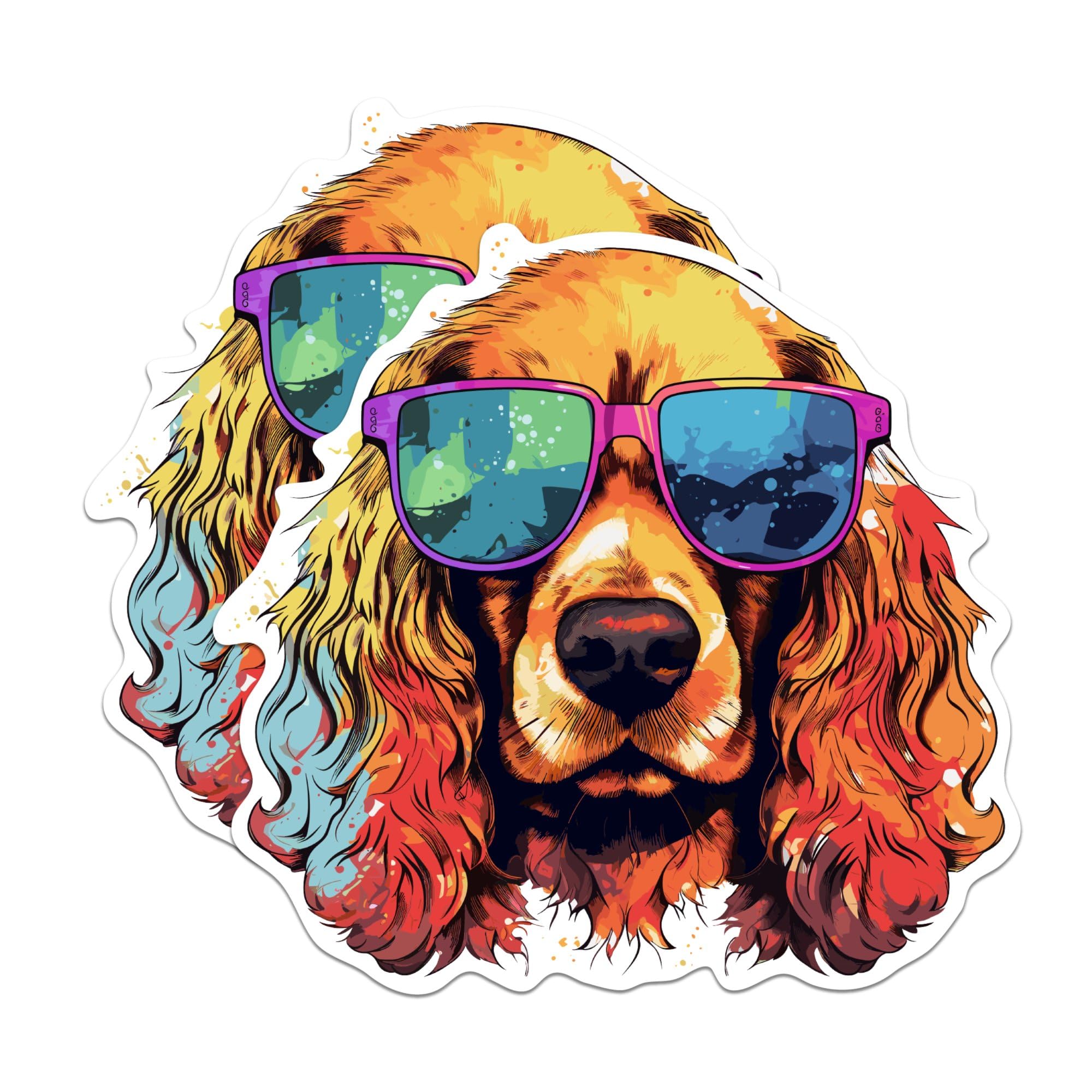 (2 Pack) Cocker Spaniel Dog Magnets - Cocker Spaniel with Sunglasses - Choose FromOver 100 Dog Breeds - 5" On Longest Side - Premium Magnet - Made in USA - MAG0340