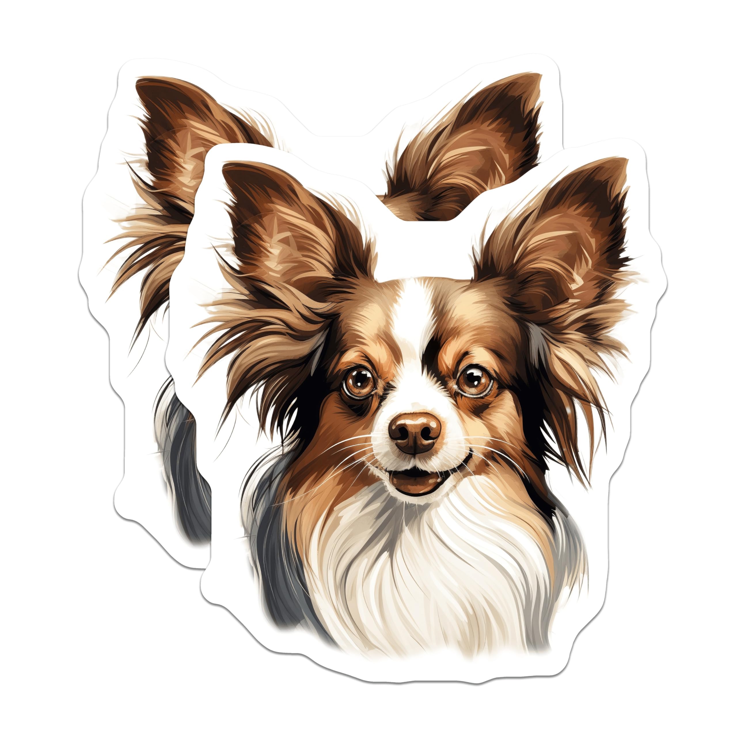 (2 Pack) Papillon Dog Magnets - Cute Pet Portrait - Dog Breed Decor for Pet Parents - 5 Inches On Longest Side - Thick Durable Magnet - Made in USA - MAG26512