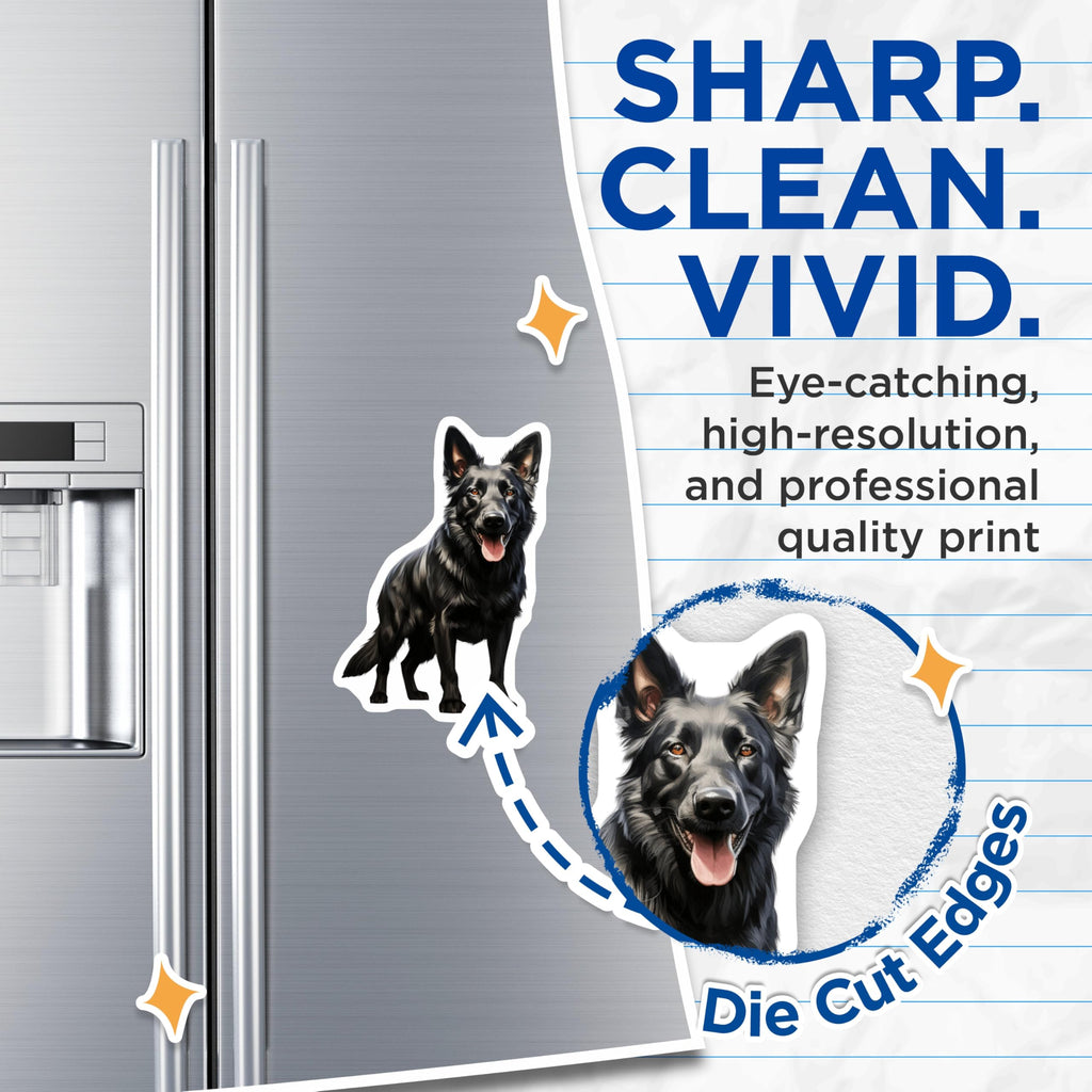 (2 Pack) Black German Shepherd Magnets - Dog Owner Decor - Canine Art Accents - 5 Inches On Longest Side - Thick Durable Magnet - Made in USA - MAG29419