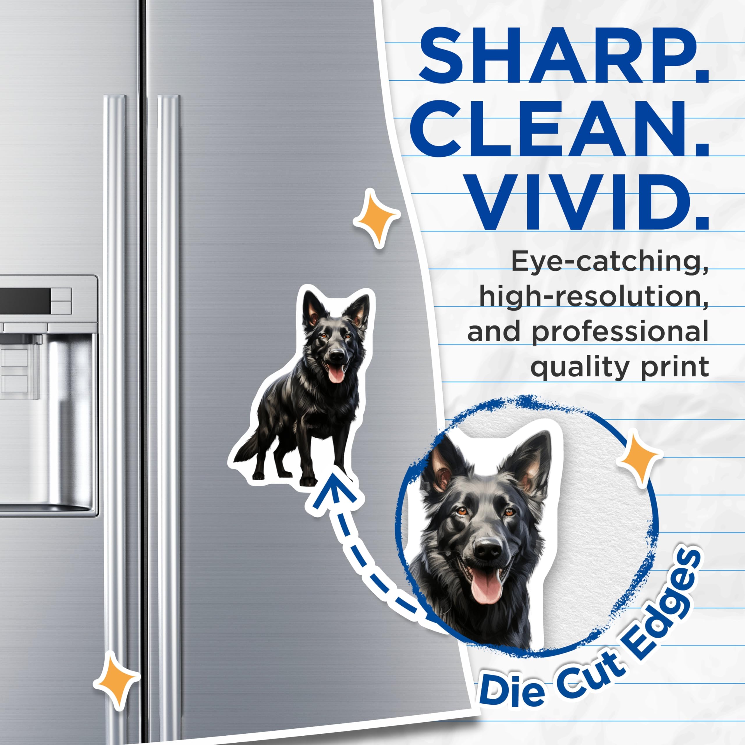 (2 Pack) Black German Shepherd Magnets - Dog Owner Decor - Canine Art Accents - 5 Inches On Longest Side - Thick Durable Magnet - Made in USA - MAG29419
