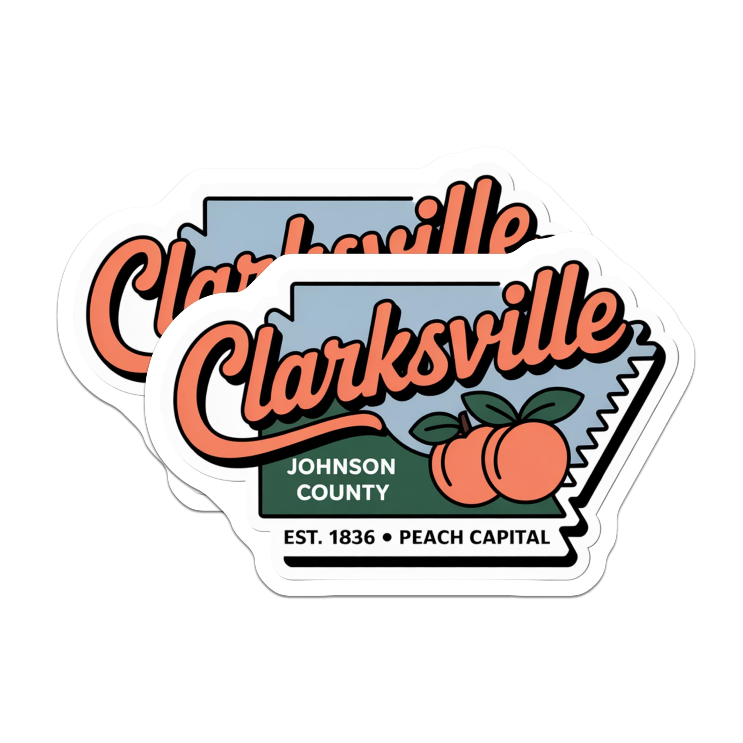 (2 Pack) Clarksville Arkansas Magnets - Johnson County Souvenir - Peach Capital Travel Decor - 5 Inches On Longest Side - Thick Durable Magnet - Made in USA - MAG19066