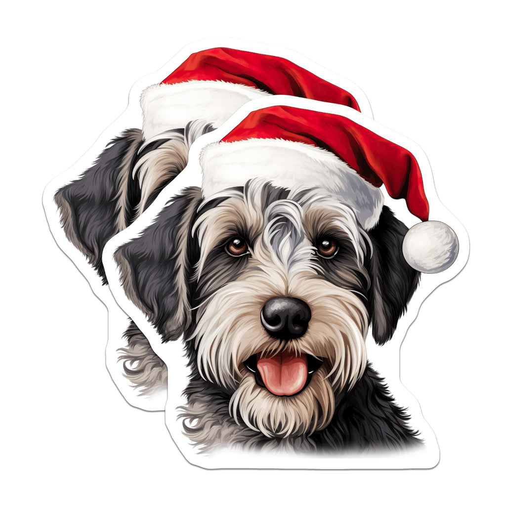 (2 Pack) Christmas Schnauzer Magnets - Santa Dog Holiday Decor - Festive Pet Refrigerator Art - 5 Inches On Longest Side - Thick Durable Magnet - Made in USA - MAG23428