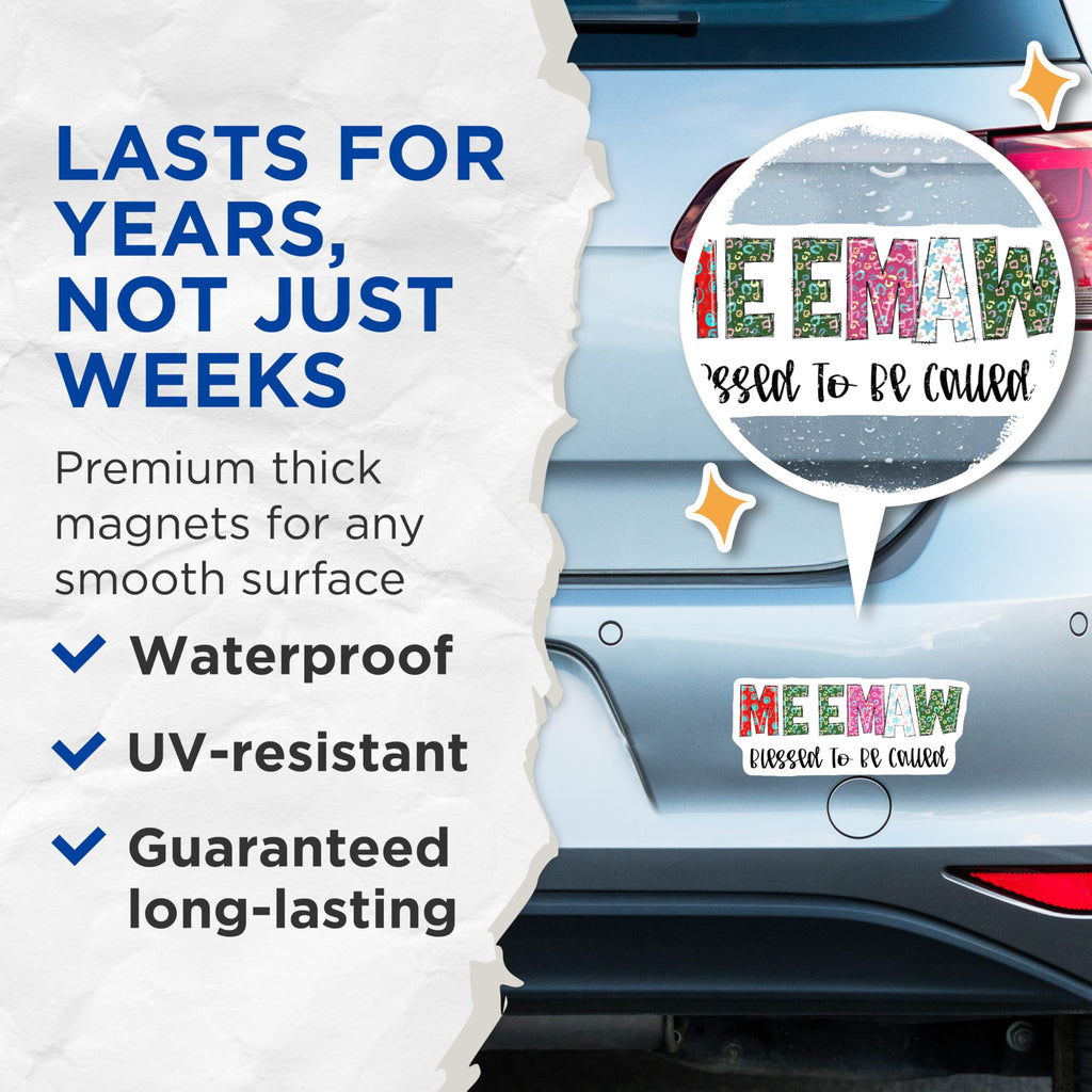 (2 Pack) Meemaw Magnets - Blessed to Be Called - Grandmother Refrigerator Magnets - 5" On Longest Side - Premium Magnet - for Cars, Refrigerators, Toolboxes, Lockers - Made in USA - MAG15158