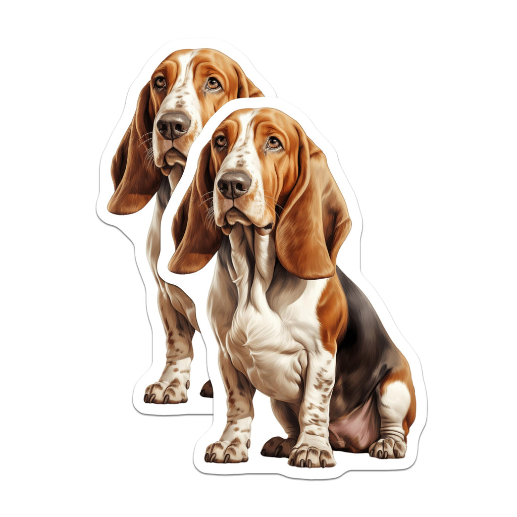 (2 Pack) Basset Hound Magnets - Dog Breed Lover Decor - Pet Owner Kitchen Accessories - Basset Hound Mom Dad - 5 Inches On Longest Side - Thick Durable Magnet - Made in USA - MAG29849