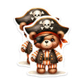 (2 Pack) Pirate Bear Stickers - Cute Bear Sticker - Kawaii Eye Patch Decal - 5" On Longest Side - Sticks to Smooth Flat Surfaces - Made in USA - BMCS6779