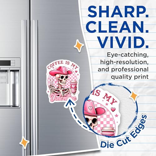 (2 Pack) Cute Skeleton Holding Coffee Cup Magnet - Funny Valentine's Day Decor - Pink Hat Sweet Graphics - 5" On Longest Side - Sticks to Smooth Flat Surfaces - Made in USA - MAG9764