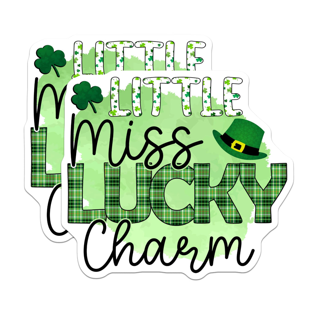 (2 Pack) St Patricks Day Magnets - Little Miss Lucky Charm Decor - Green Plaid Leprechaun - 5 Inches On Longest Side - Thick Durable Magnet - Made in USA - MAG22027