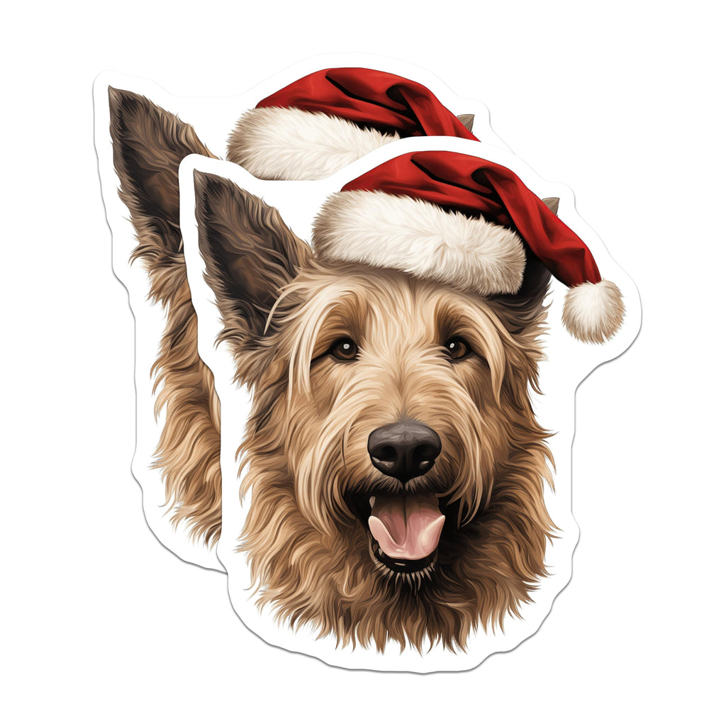(2 Pack) Santa Dog Magnets - Shaggy Christmas Dog Art - Festive Holiday Pet Decor - Refrigerator Magnet Accessory - 5 Inches On Longest Side - Thick Durable Magnet - Made in USA - MAG23458