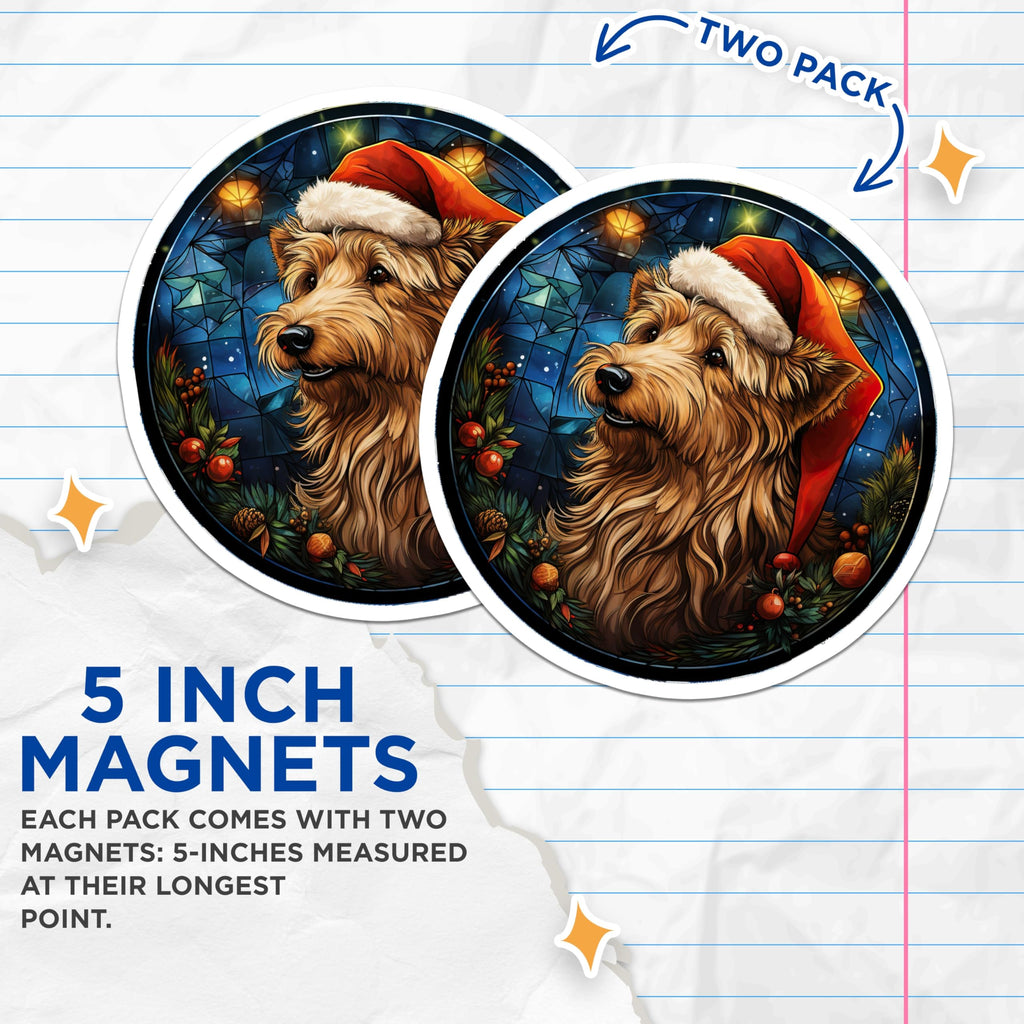 (2 Pack) Christmas Dog Magnets - Santa Hat Terrier - Festive Pet Home Decor - 5 Inches On Longest Side - Thick Durable Magnet - Made in USA - MAG28702