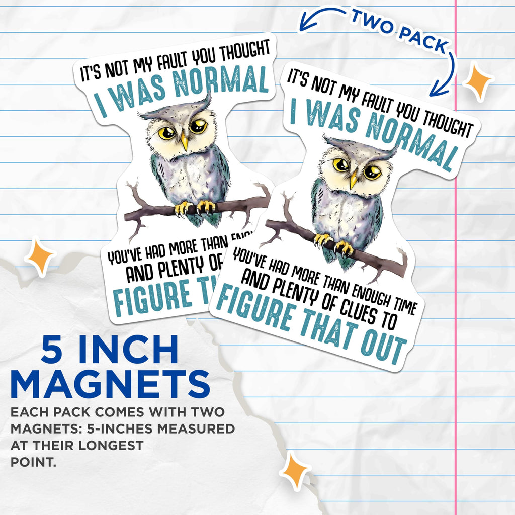 (2 Pack) Funny Owl Phrase Magnets - Cute Owl Pun - 5" On Longest Side - for Cars, Fridges, Toolboxes - Made in USA - MAG7739