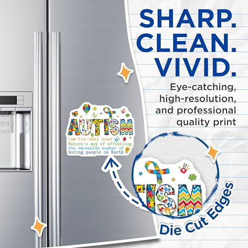 (2 Pack) Autism Awareness Magnets Magnets - Puzzle Piece Decor - Inspirational Decal - 5" On Longest Side - Made in USA - Sticks to Refrigerators & Metal Surfaces - MAG8525