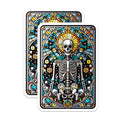 (2 Pack) Stained Glass Skeleton Magnets - Celestial Skull Decor - Gothic Aesthetic Fridge Art - 5 Inches On Longest Side - Thick Durable Magnet - Made in USA - MAG20315