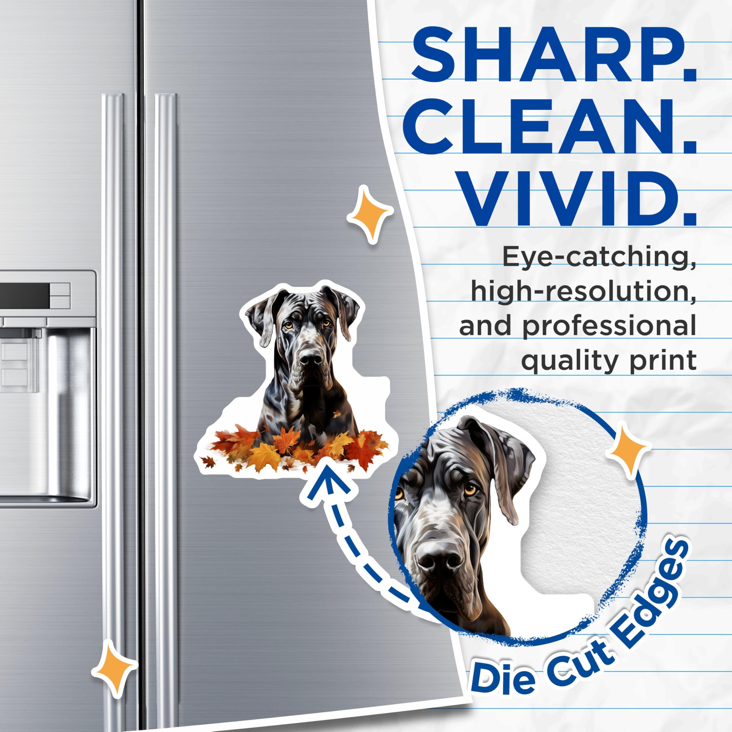(2 Pack) Great Dane Dog Magnets - Autumn Leaves Refrigerator - Fall Pet Lover Decor for Dog Owners - 5 Inches On Longest Side - Thick Durable Magnet - Made in USA - MAG26653