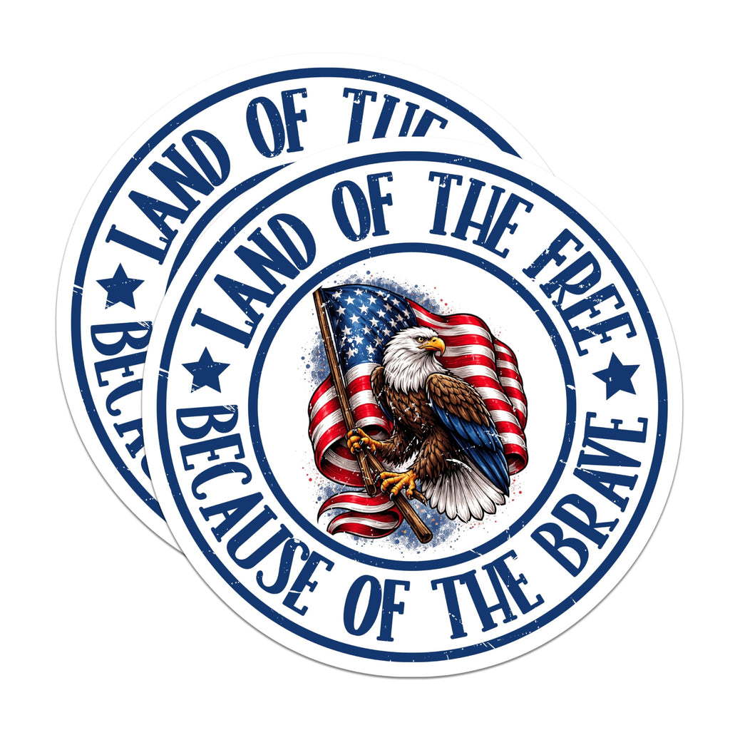 (2 Pack) American Flag Bald Eagle Magnets - Land of the Free Brave - Patriotic USA Decor - 5 Inches On Longest Side - Thick Durable Magnet - Made in USA - MAG21768