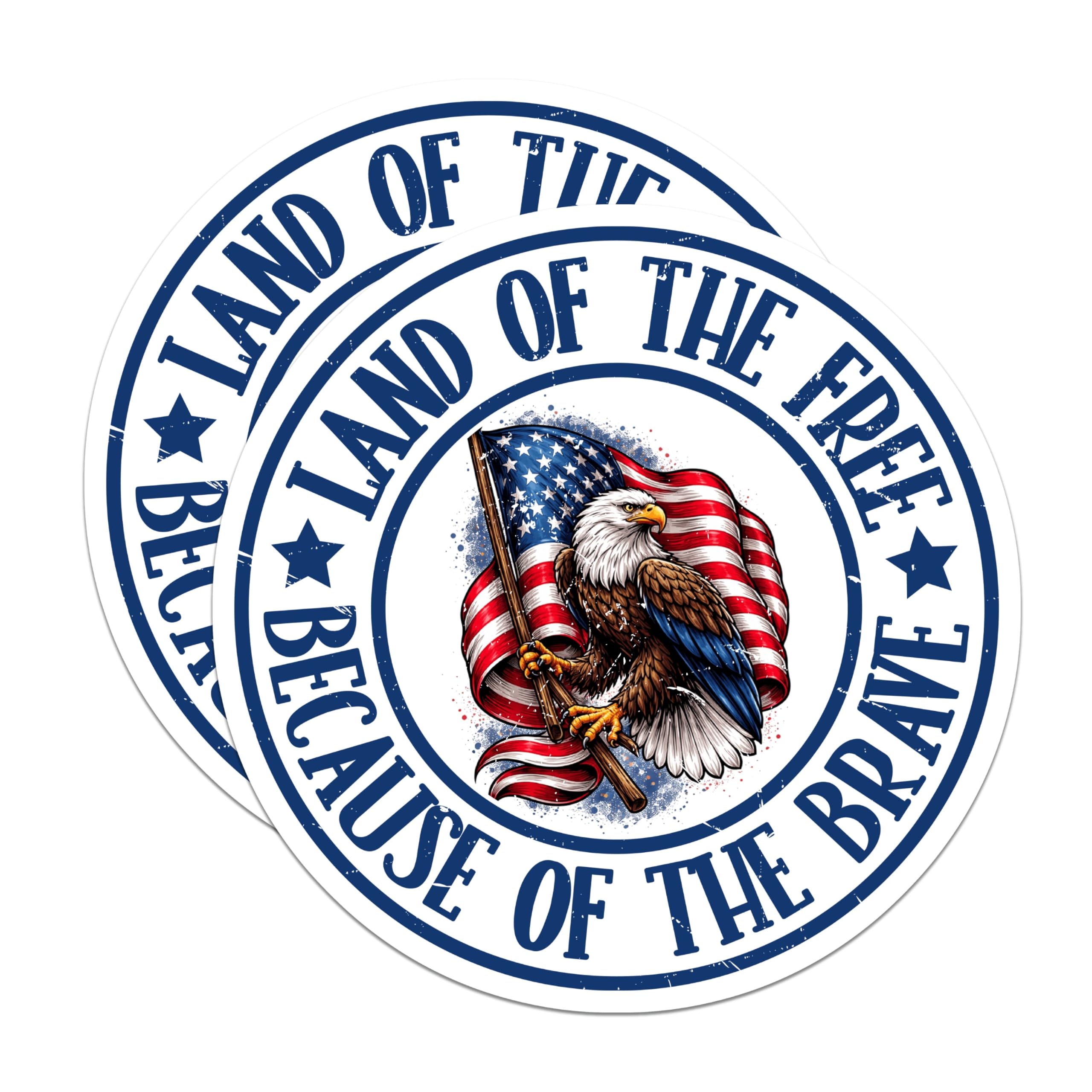 (2 Pack) American Flag Bald Eagle Magnets - Land of the Free Brave - Patriotic USA Decor - 5 Inches On Longest Side - Thick Durable Magnet - Made in USA - MAG21768
