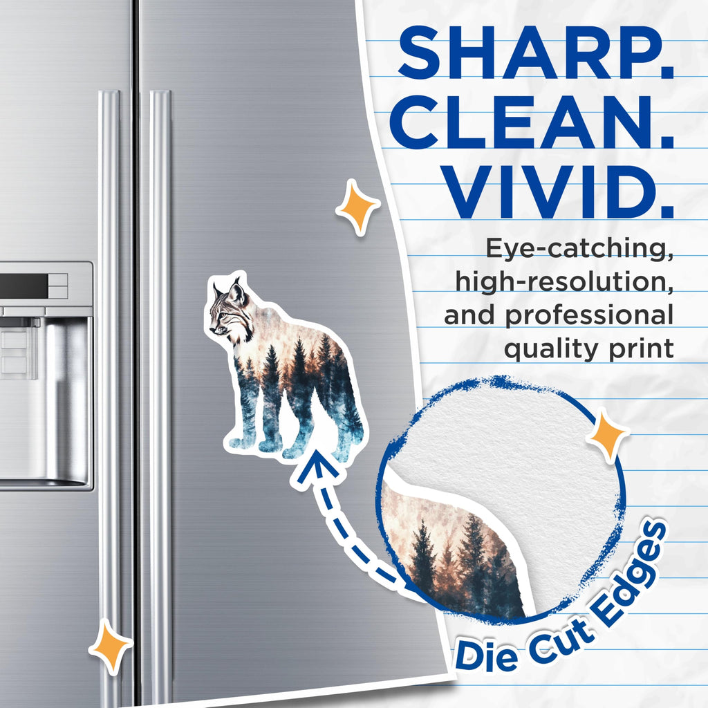 (2 Pack) Bobcat Magnets - Forest Animal Art - Unique Fridge Magnets - 5" On Longest Side - Premium Magnet - for Cars, Refrigerators, Toolboxes, Lockers - Made in USA - MAG14339