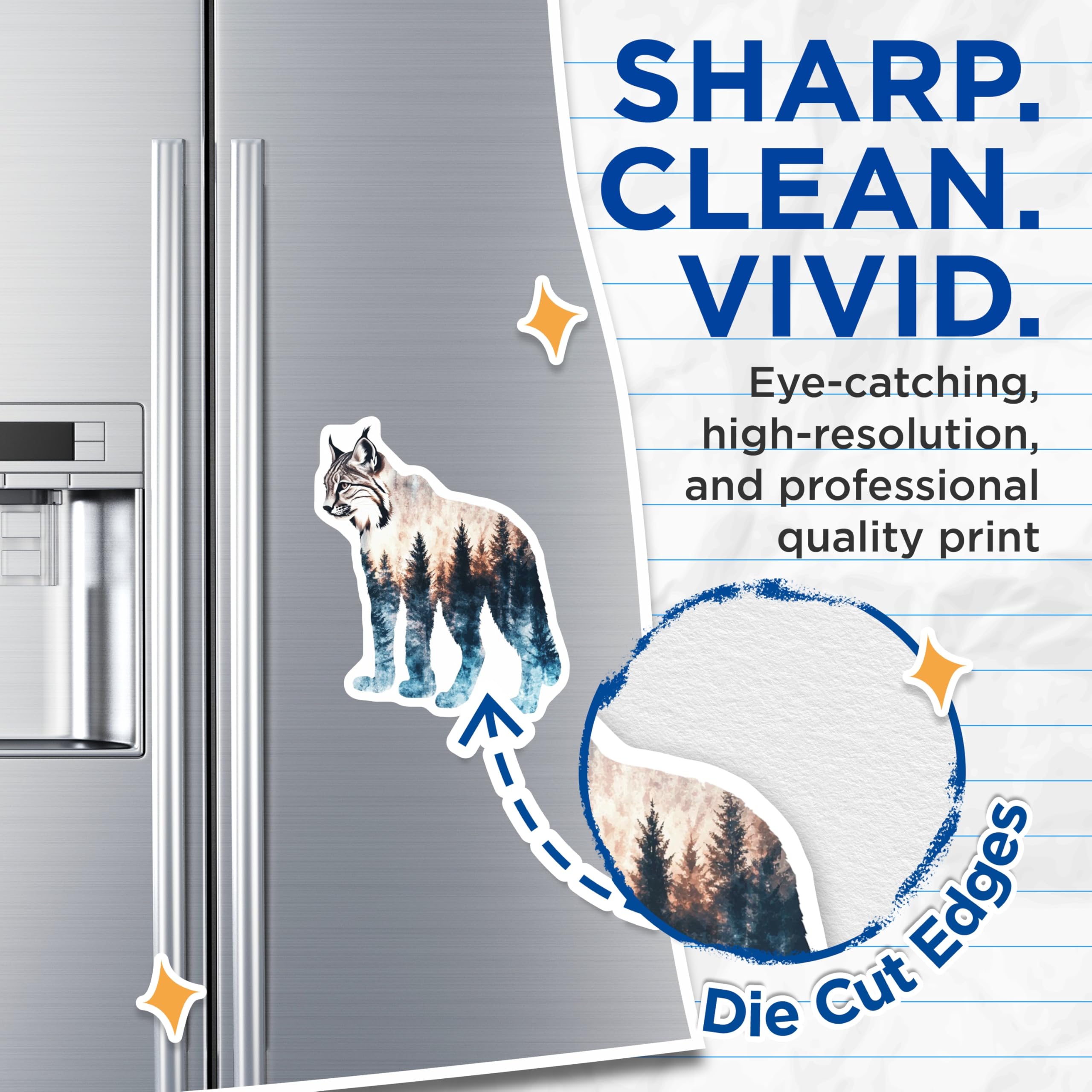 (2 Pack) Bobcat Magnets - Forest Animal Art - Unique Fridge Magnets - 5" On Longest Side - Premium Magnet - for Cars, Refrigerators, Toolboxes, Lockers - Made in USA - MAG14339