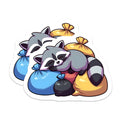 (2 Pack) Sleeping Raccoon Magnets - Trash Panda Refrigerator Decor - Kawaii Animal Locker Accessory - 5 Inches On Longest Side - Thick Durable Magnet - Made in USA - MAG36650
