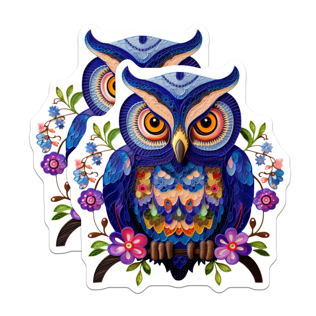 (2 Pack) Quilling Owl Magnets - Bohemian Home Decor - Vibrant Refrigerator Art - 5 Inches On Longest Side - Thick Durable Magnet - Made in USA - MAG39634