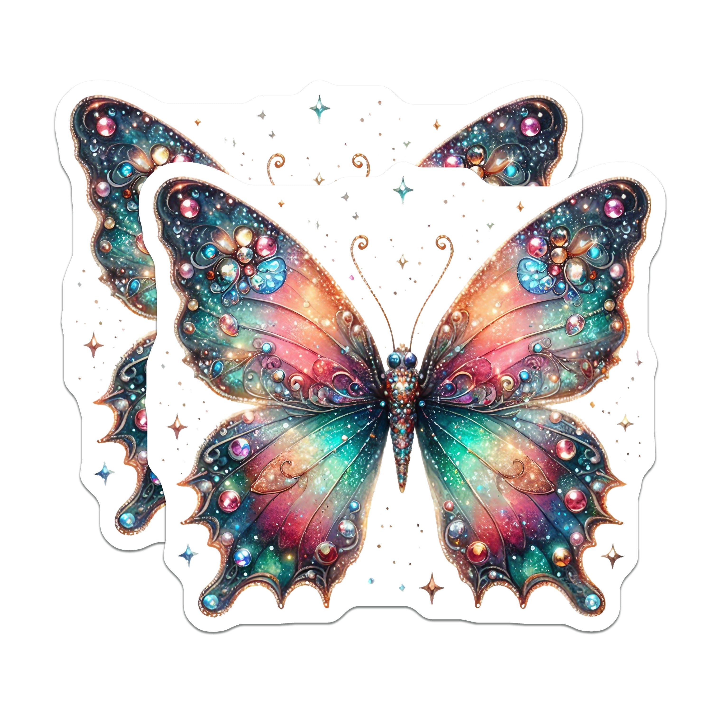 (2 Pack) Ornate Butterfly Magnets - Jeweled Insect Decor - Cosmic Fairycore Aesthetic - 5 Inches On Longest Side - Thick Durable Magnet - Made in USA - MAG39991