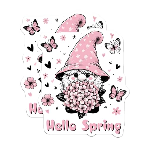 (2 Pack) Hello Spring Magnets - Cute Spring Decor - 5" On Longest Side - for Cars, Fridges, Toolboxes - Made in USA - MAG8004