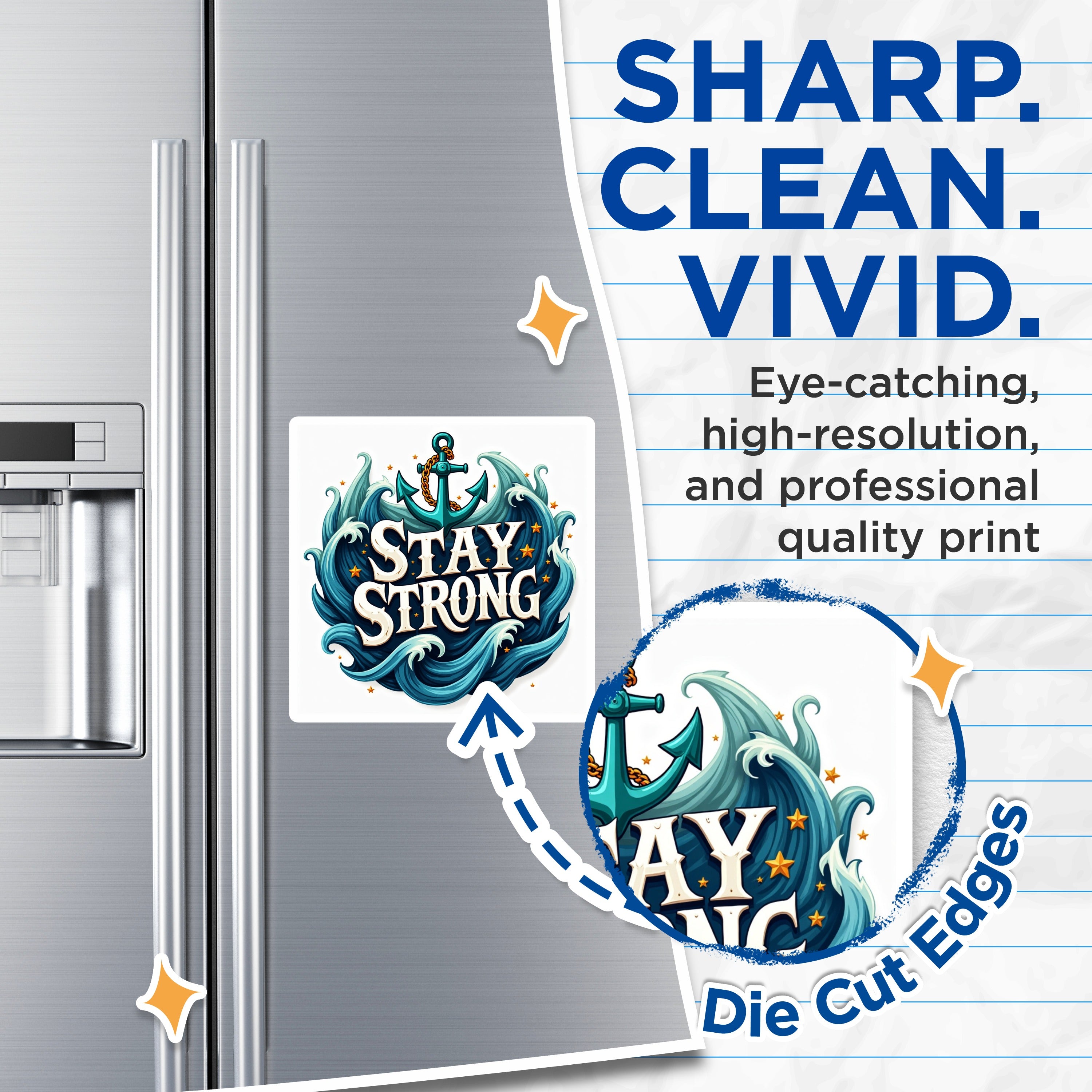 (2 Pack) Stay Strong Anchor Magnets - Nautical Ocean Decor - Motivational Fridge Magnet - 5 Inches On Longest Side - Thick Durable Magnet - Made in USA - MAG36693