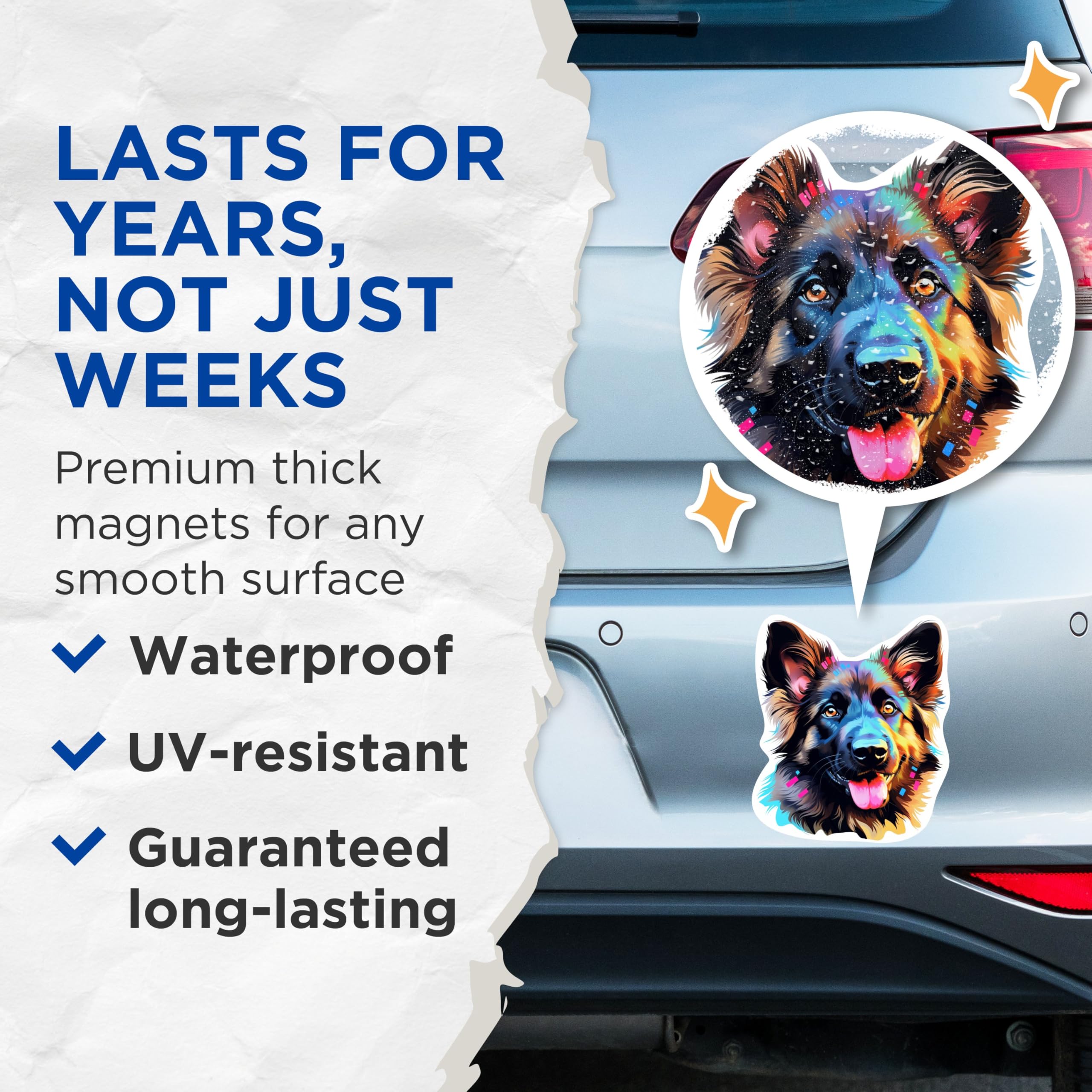 (2 Pack) Shiloh Shepherd Dog Breed Magnets - 5 Inches On Longest Side - Choose from Over 100 Dog Breeds - for Cars, Refrigerators, Toolboxes - Made in USA - MAG1956