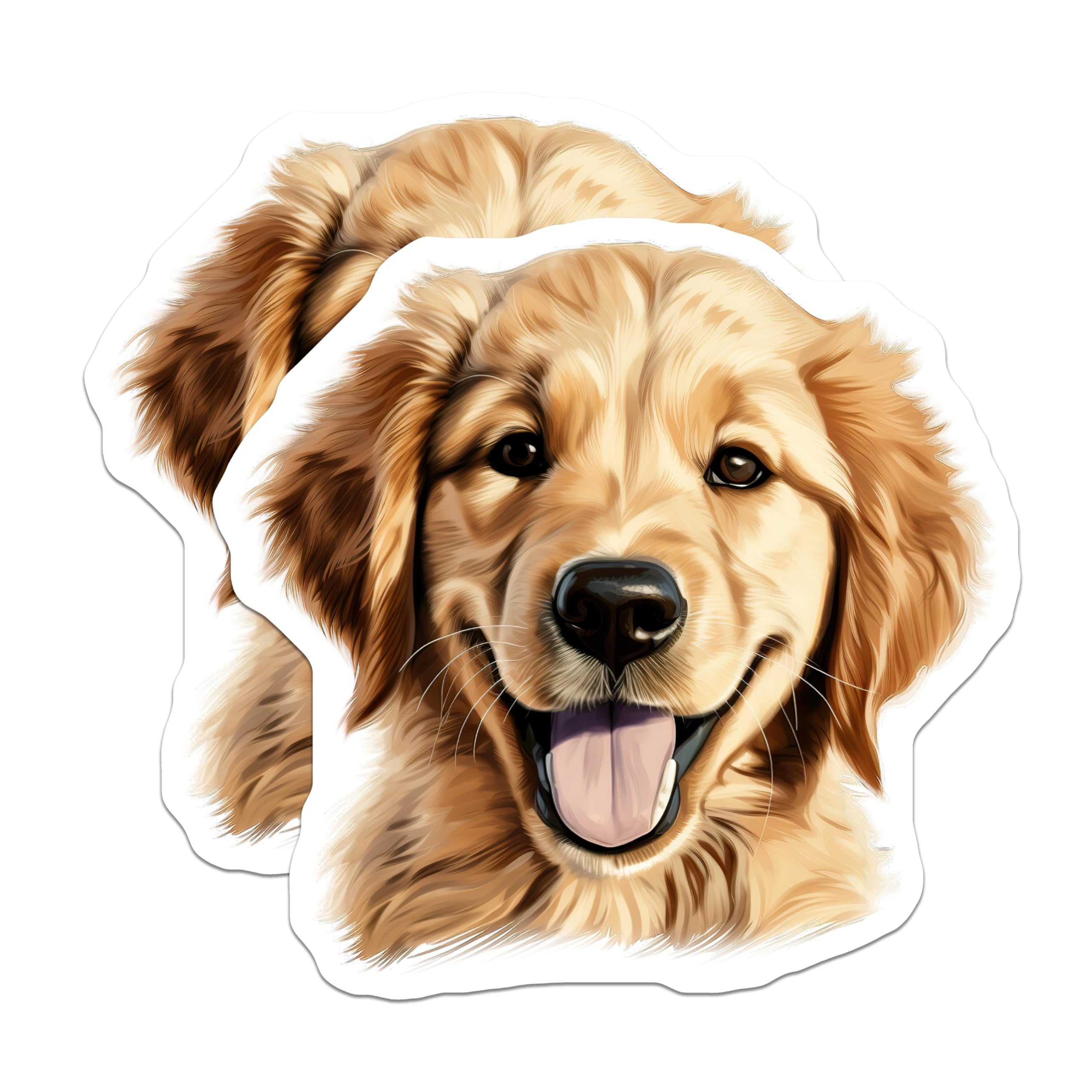 (2 Pack) Golden Retriever Magnets - Dog Portrait Home Decor - Pet Animal Lover Accessory - 5 Inches On Longest Side - Thick Durable Magnet - Made in USA - MAG26264
