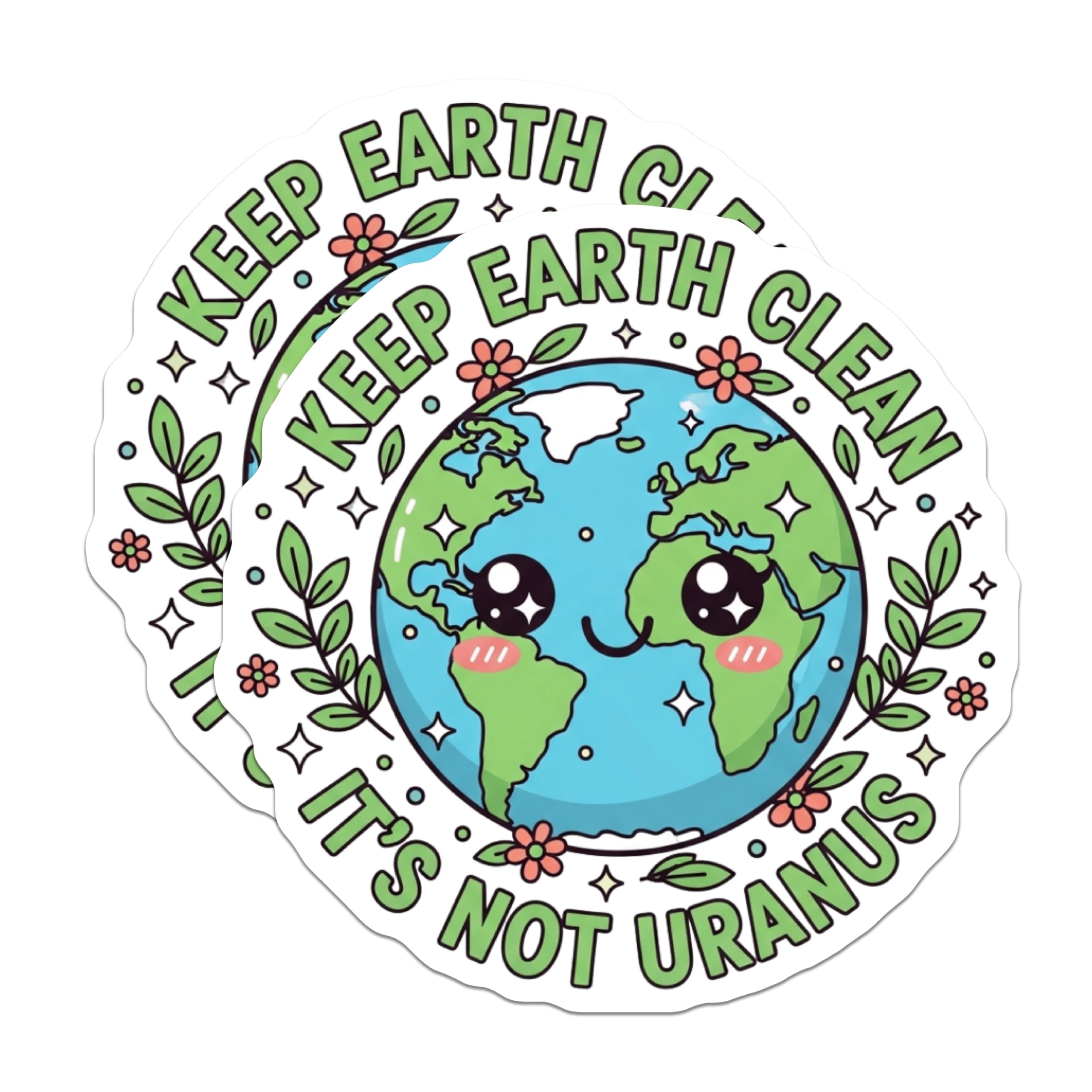 (2 Pack) Keep Earth Clean Magnets - Funny Environmental Planet Decor - Its Not Uranus Awareness Message - 5 Inches On Longest Side - Thick Durable Magnet - Made in USA - MAG22897