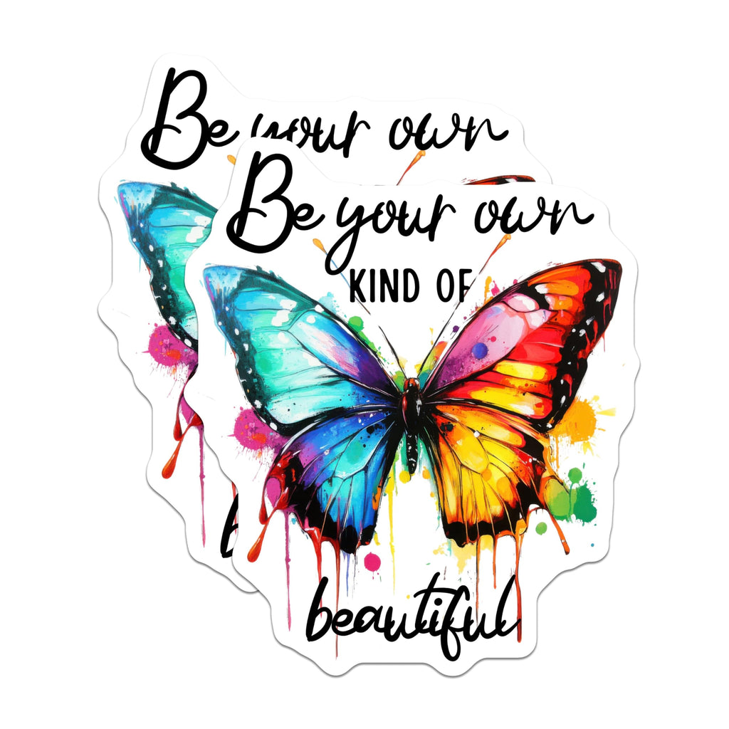 (2 Pack) Inspirational Butterfly Stickers - Motivational Quotes Stickers - Colorful Butterfly Art Stickers - 5" On Longest Side - Sticks to Smooth Flat Surfaces - Made in USA - BMCS4830