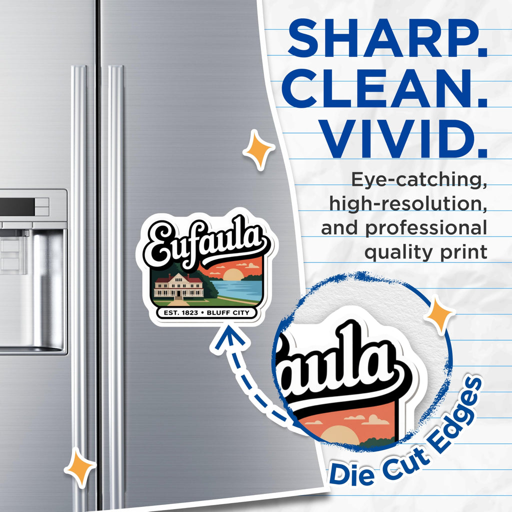 (2 Pack) Eufaula Magnets - Bluff City - Eufaula Alabama Home Decor - 5" On Longest Side - Premium Magnet - for Cars, Refrigerators, Toolboxes, Lockers - Made in USA - MAG17442