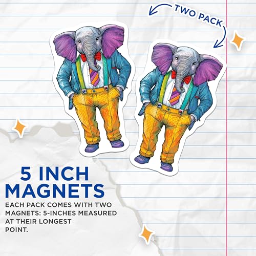 (2 Pack) Quirky Home Decor Magnet - 5" On Longest Side - Sticks to Smooth Flat Surfaces - Made in USA - MAG9509