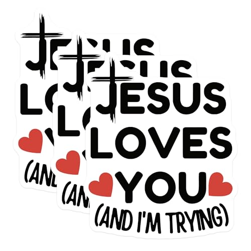 (3 Pack) Jesus Loves You Decals - Christian Laptop Decal - Religious Affirmation Sticker - 3 Inches On Longest Side - Easy Peel & Apply - Made in USA - 3MCS4352