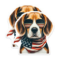 (2 Pack) Beagle Dog Magnets - Patriotic Bandana - USA Flag Sunglasses Decals - 5" On Longest Side - Premium Magnet - for Cars, Refrigerators, Toolboxes, Lockers - Made in USA - MAG15791