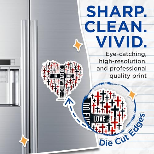 (2 Pack) Inspirational Christian Magnets - Heart Cross Magnets - Bible Verse Magnets - Religious Faith Magnets- 5" On Longest Side - for Fridges, Toolboxes, Cars - Made in USA - MAG2841