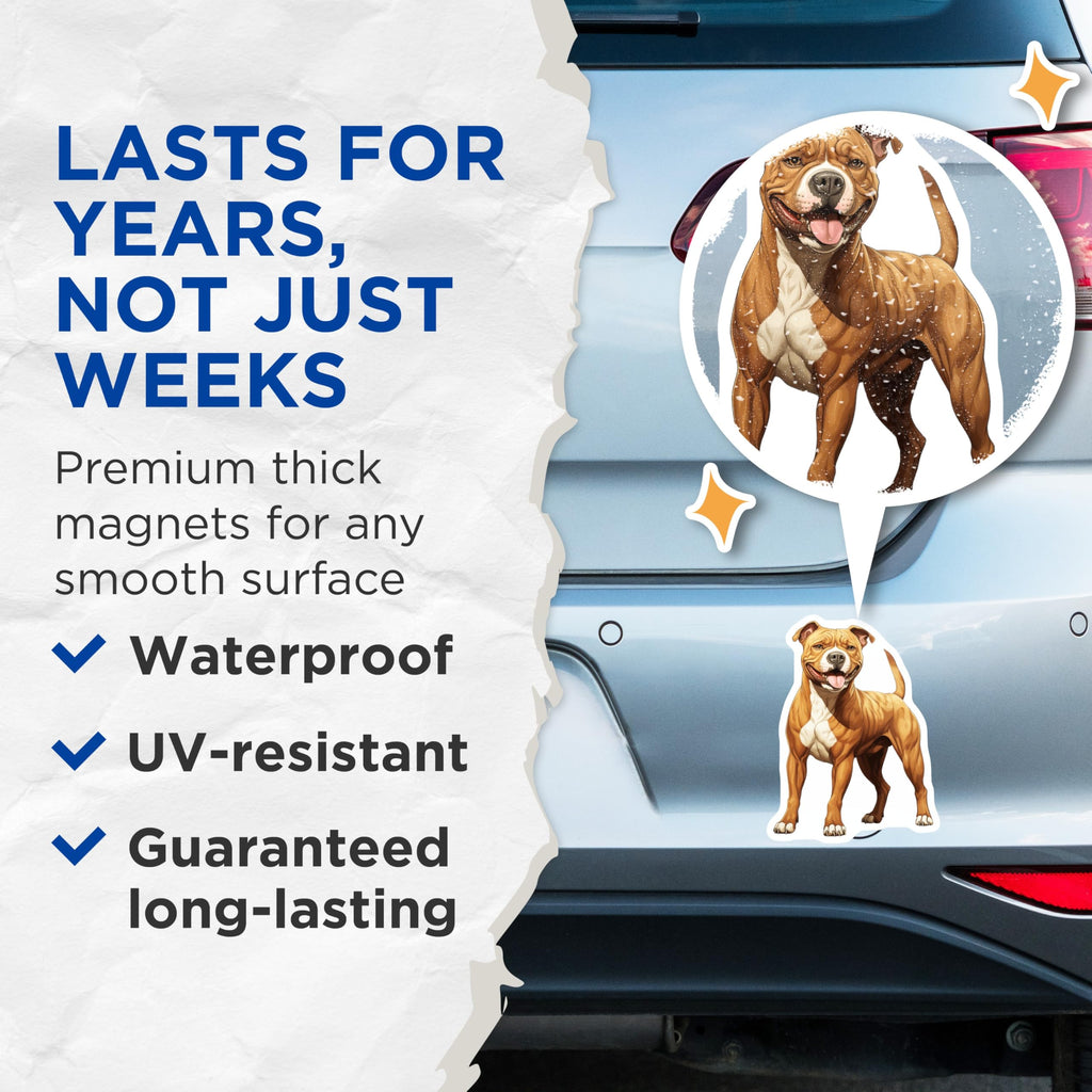 (2 Pack) Pitbull Dog Magnets - American Pit Bull Terrier Decor - Dog Mom Dad Fridge Locker Magnets - 5 Inches On Longest Side - Thick Durable Magnet - Made in USA - MAG28632