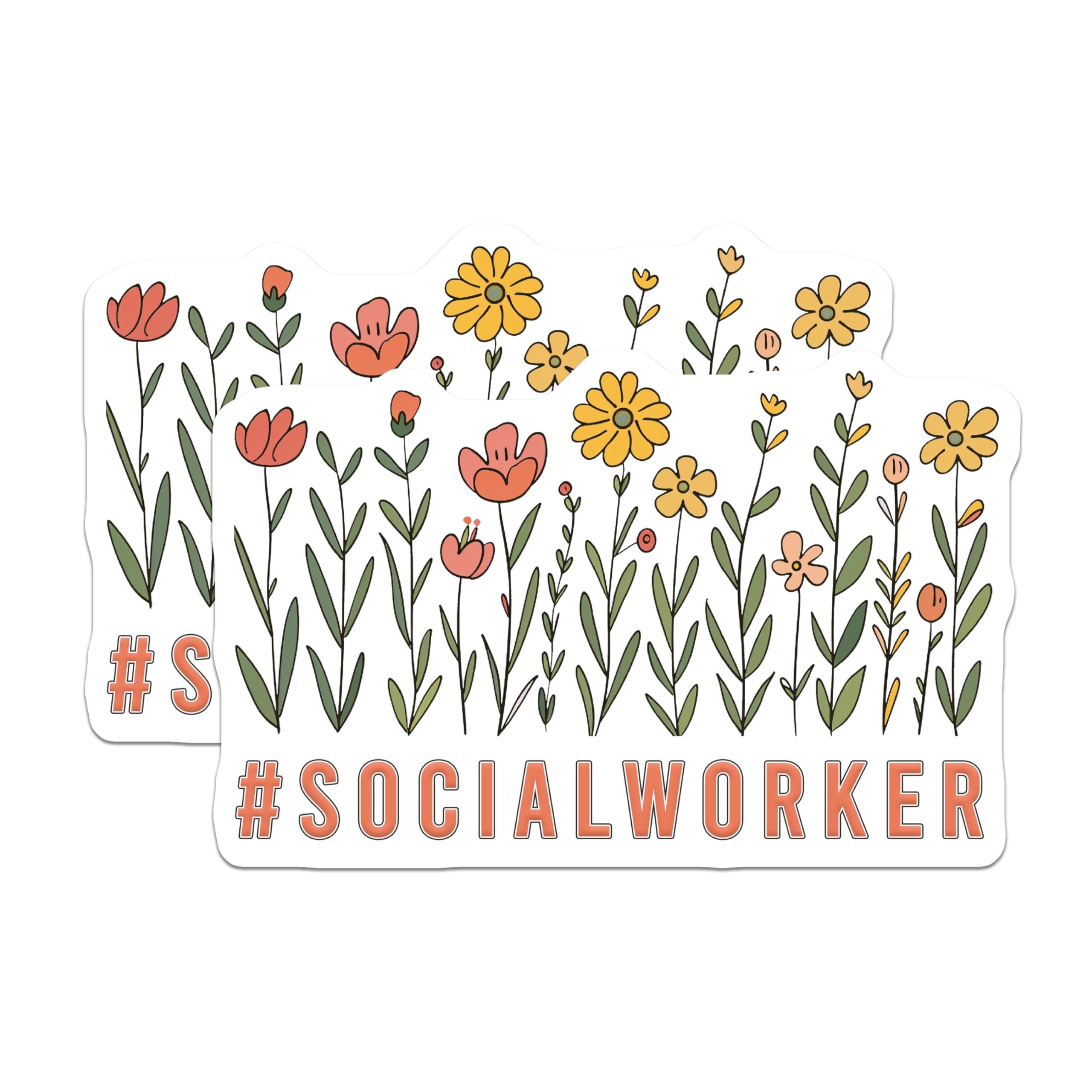 (2 Pack) Social Worker Magnets - Floral Appreciation - Thank You Social Worker - 5" On Longest Side - Premium Magnet - for Cars, Refrigerators, Toolboxes, Lockers - Made in USA - MAG16233