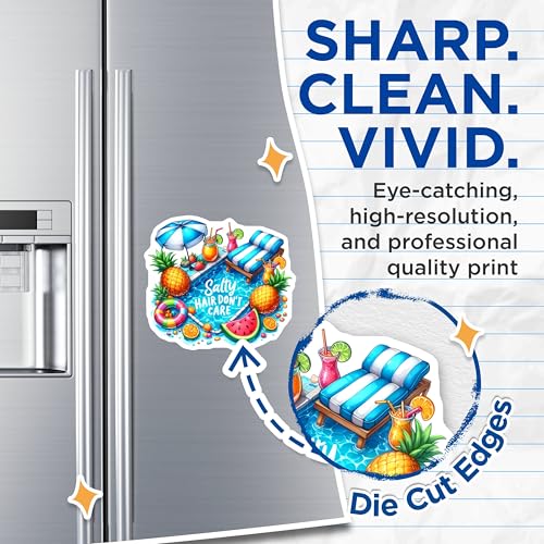 (2 Pack) Salty Hair Don't Care Magnets Magnets - Summer Vibes - Beach Vacation - 5" On Longest Side - Made in USA - Sticks to Refrigerators & Metal Surfaces - MAG9285