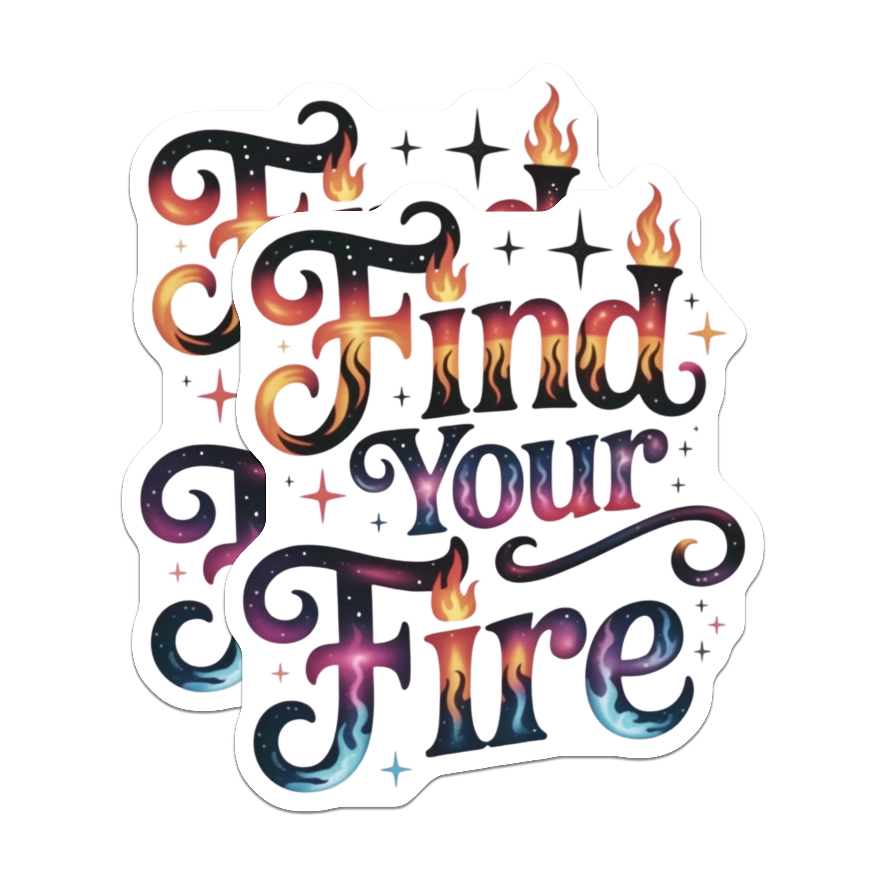 (2 Pack) Find Your Fire Magnets - Inspirational Quote Art - Cosmic Energy Motivation Decor - 5 Inches On Longest Side - Thick Durable Magnet - Made in USA - MAG37755
