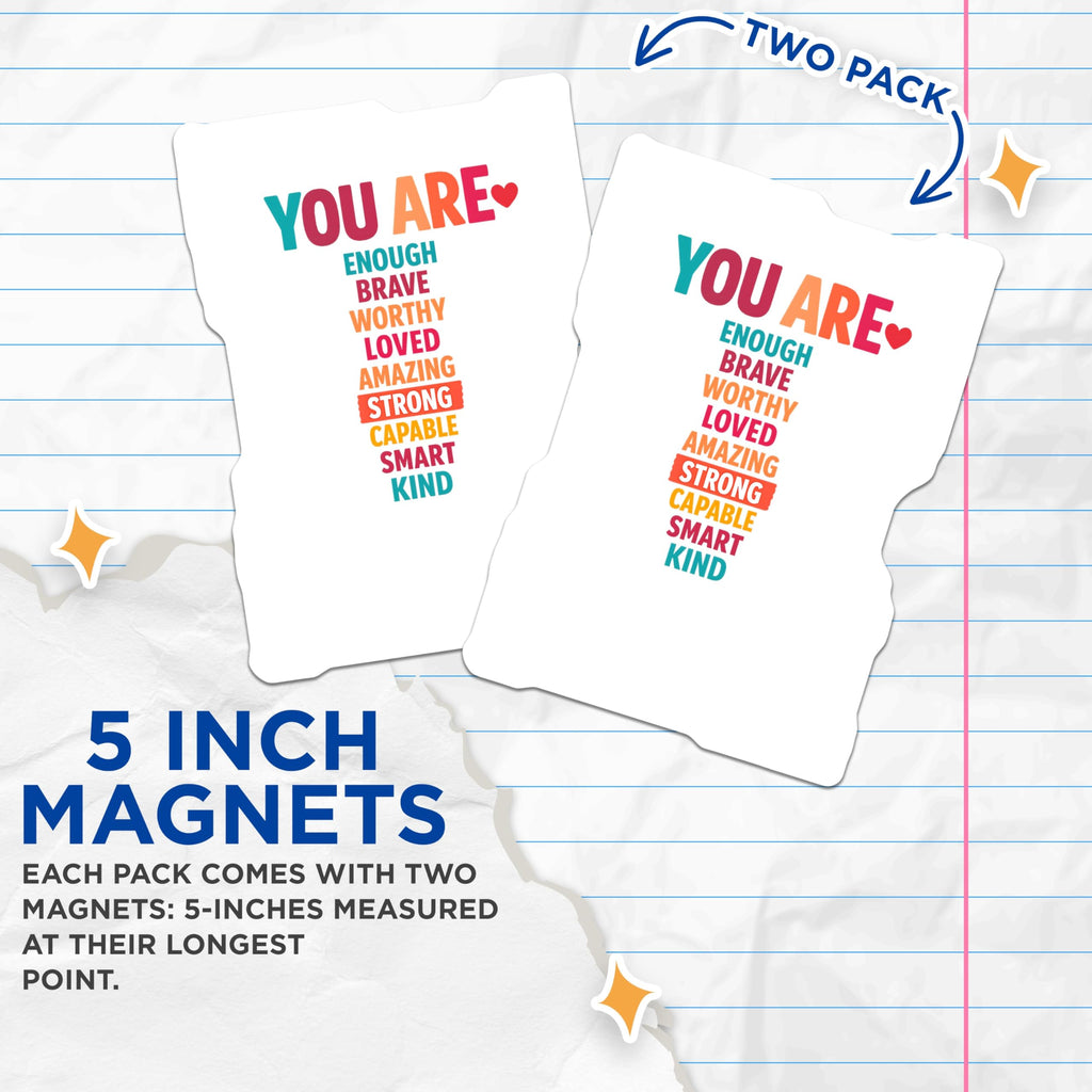 (2 Pack) You are Enough Magnets - Motivational Quote - Inspirational Affirmation - Positive Self Love Reminder - 5 Inches On Longest Side - Thick Durable Magnet - Made in USA - MAG22771