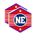 (2 Pack) NE Initials Magnets - American Pride Symbol - State Abbreviation - 5" On Longest Side - Premium Magnet - for Cars, Refrigerators, Toolboxes, Lockers - Made in USA - MAG17567