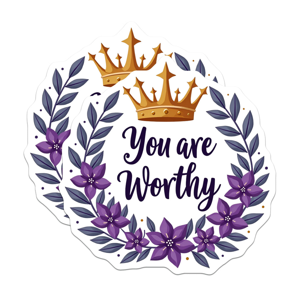 (2 Pack) You are Worthy Magnets - Motivational Crown - Purple Floral Affirmation Decor - Self Love Inspiration - 5 Inches On Longest Side - Thick Durable Magnet - Made in USA - MAG37570