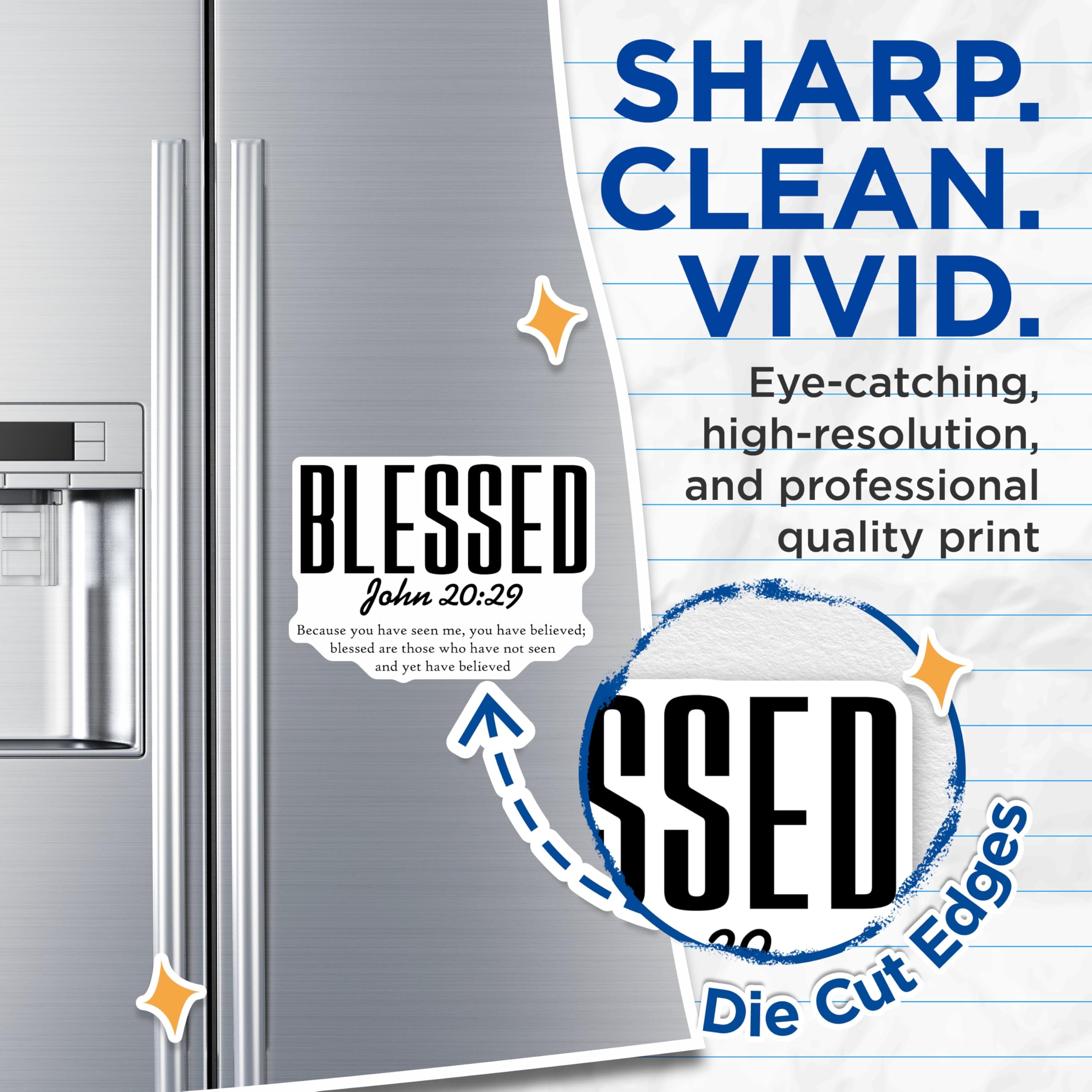 (2 Pack) Blessed John 20:29 Magnets - Christian Scripture Quote - Inspirational Faith Decor - 5 Inches On Longest Side - Thick Durable Magnet - Made in USA - MAG26912