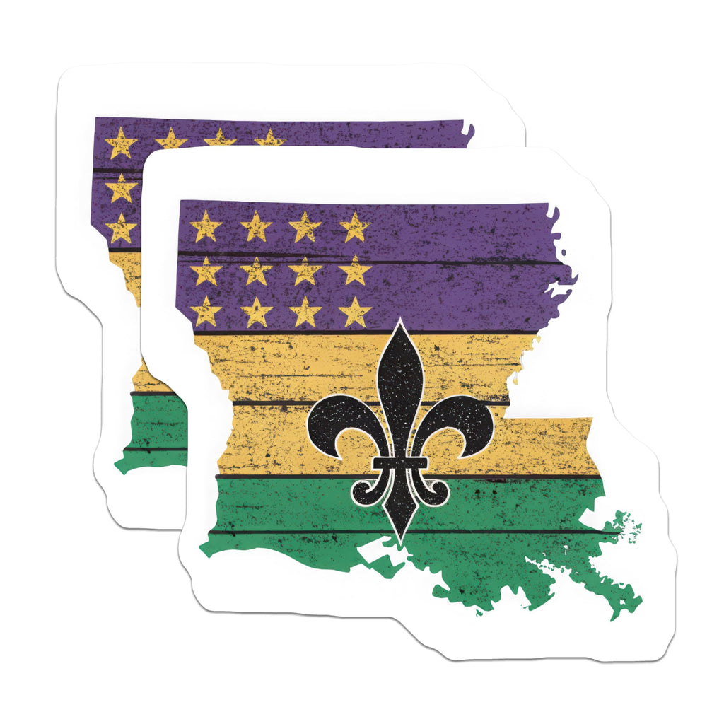 (2 Pack) Louisiana State Flag Magnets - Fleur De Lis Magnets - Mardi Gras Pride Magnets - Louisiana Home Decor - 5" On Longest Side - for Cars, Fridges, Toolboxes - Made in USA - MAG5646