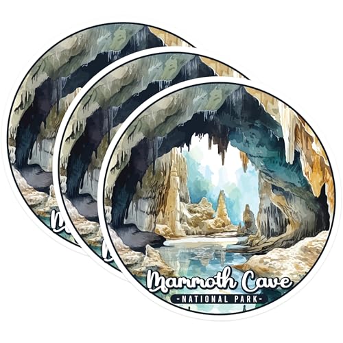(3 Pack) Mammoth Cave Decals - National Park Sticker - Nature Decal Pack - 3 Inches On Longest Side - Easy Peel & Apply - Made in USA - 3MCS0478
